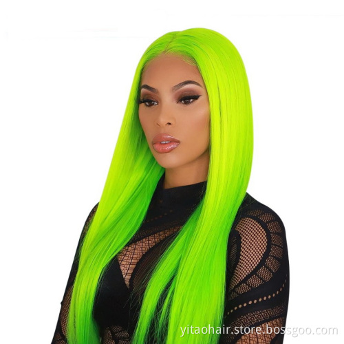 Glueless Cosplay Cheap Synthetic Wigs Light French colorful Hair Long Silk Straight party wig with Heat Resistant Fiber Hair